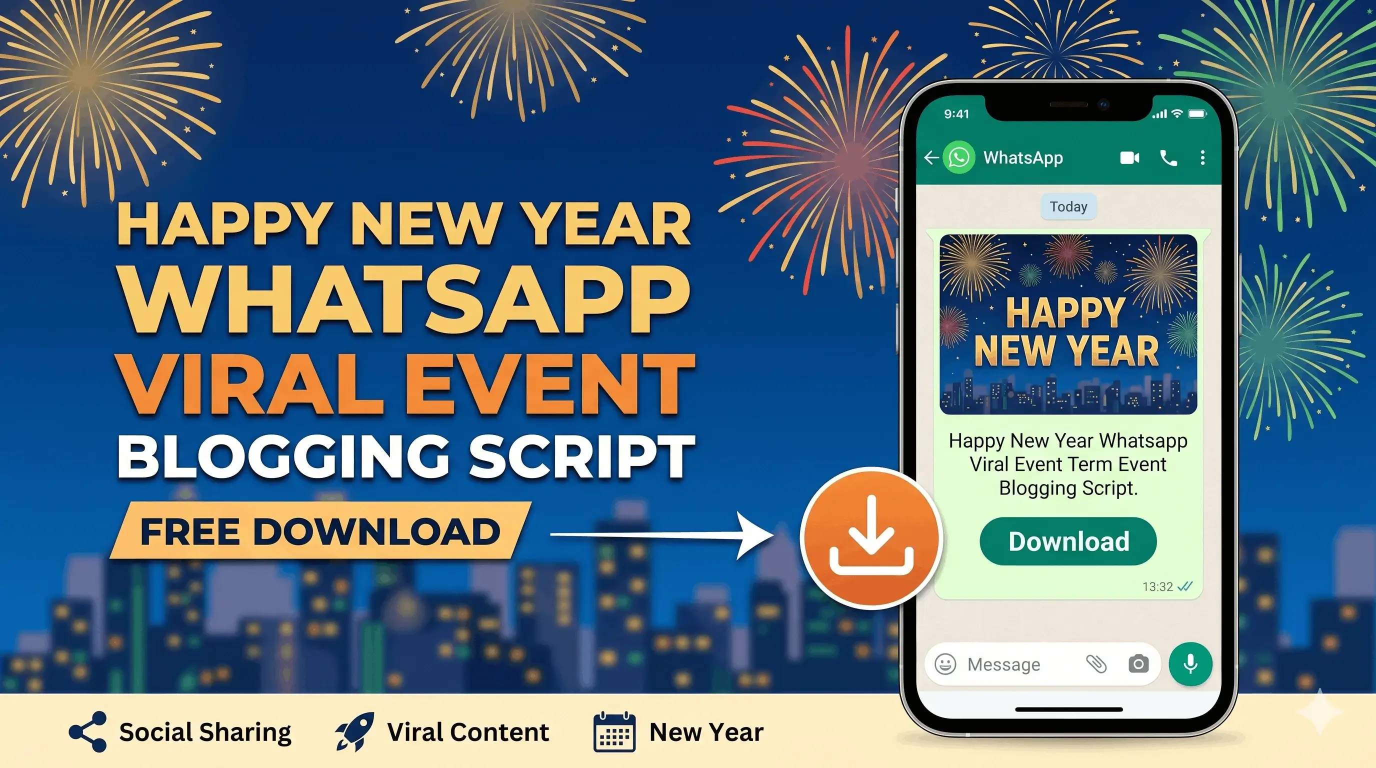 Happy New Year Whatsapp Viral Event Blogging Script Free Download