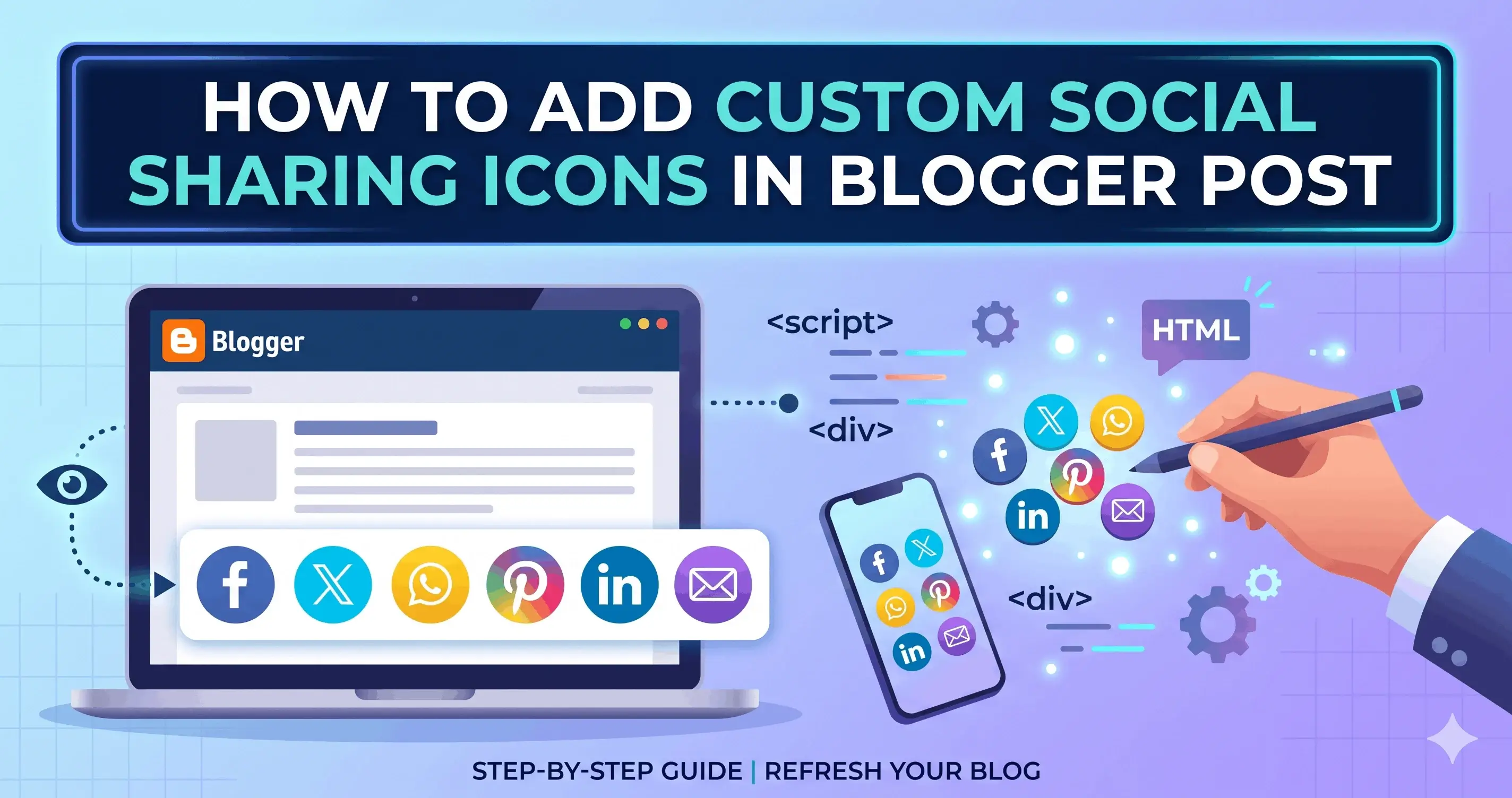 How to Add custom Social Sharing Icons in Blogger Post