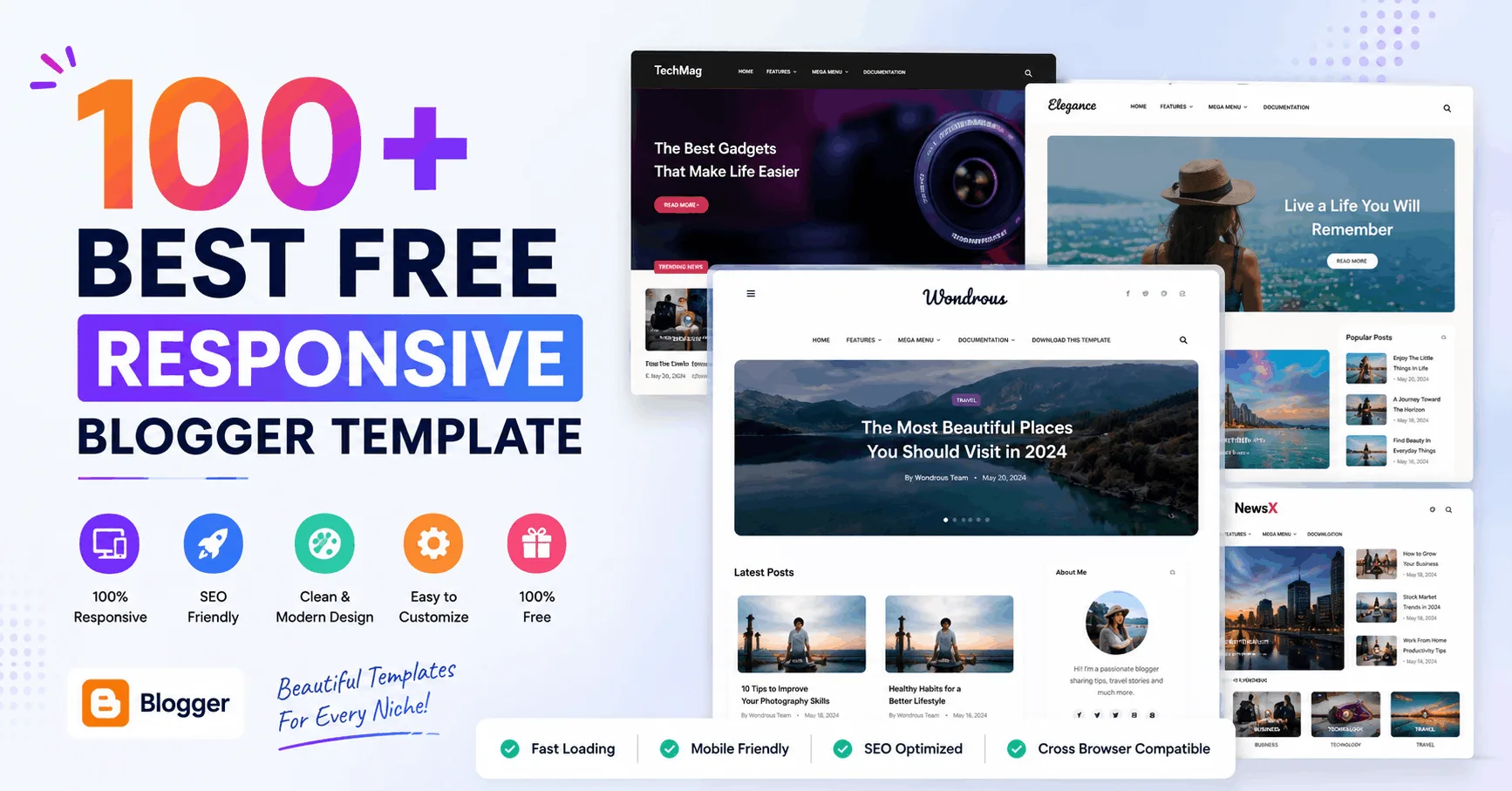 100+ Best Free Responsive Blogger Template