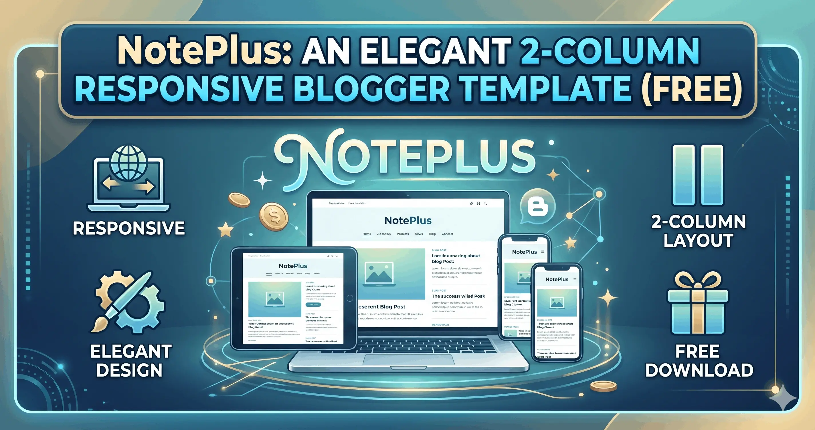 NotePlus: An Elegant 2-Column Responsive Blogger Template (Free)