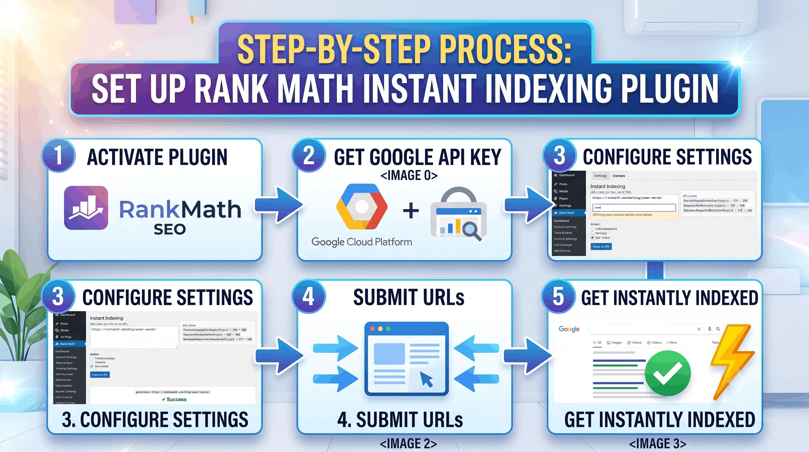 Step by Step Process to set up instant Indexing plugin using Rank Math